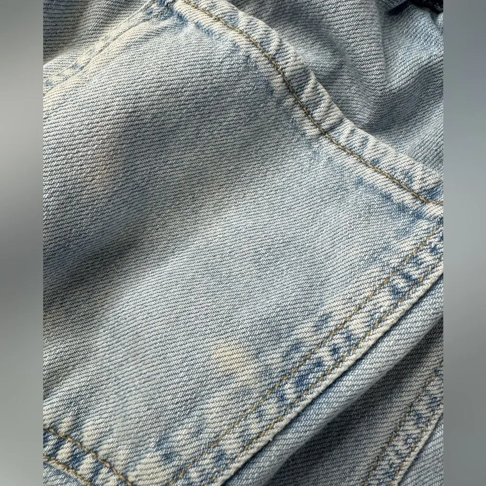 Zara Size 4 Baggy Paperbag Light Wash Jeans Denim Essential Grunge Casual Street - Picture 14 of 16